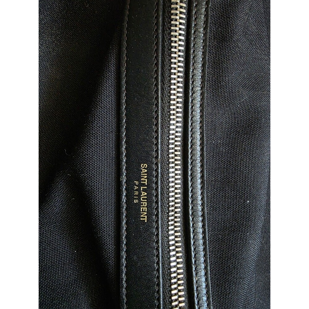 SAINT LAURENT Backpack Canvas Black Silver Tone Zipper Pulls Marked FLAW READ - Picture 3 of 16